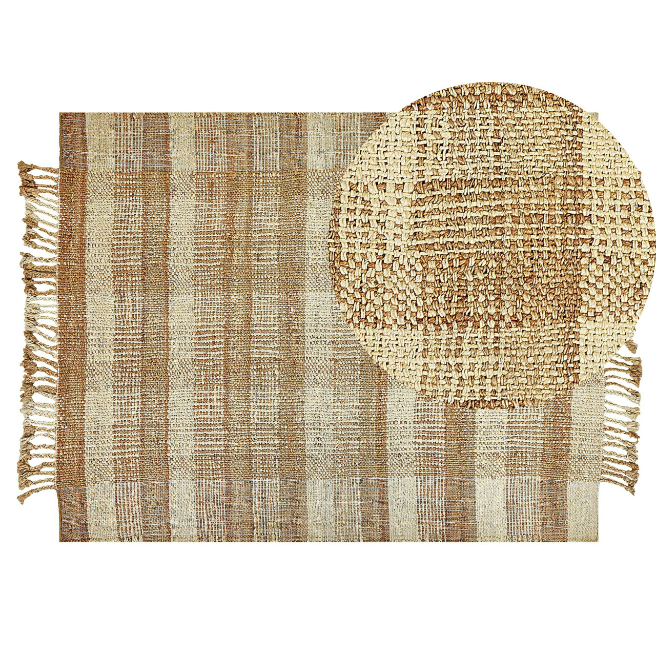 Alfombra Boho Berissa de Yute con Flecos Crema
