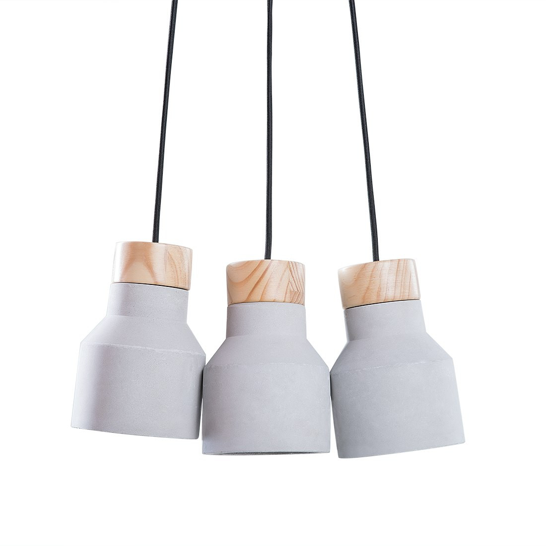 Baht concrete and pine pendant lamp