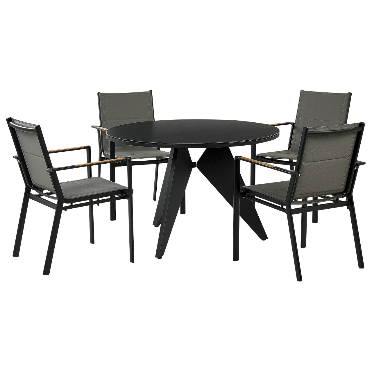 Conjunto de comedor Olmetto/Busseto aluminio negro
