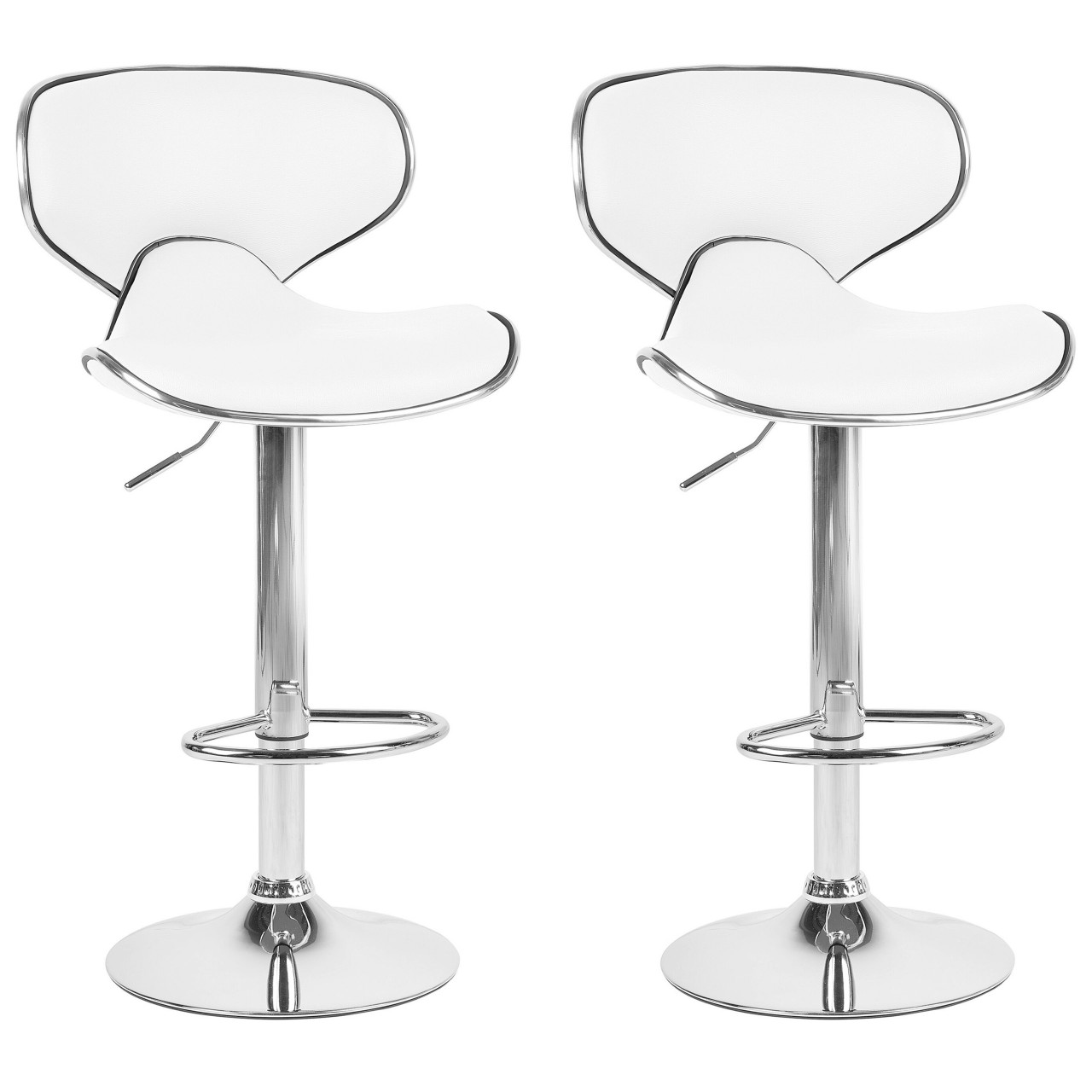 Taburete de bar Conway piel sintética blanco base metal