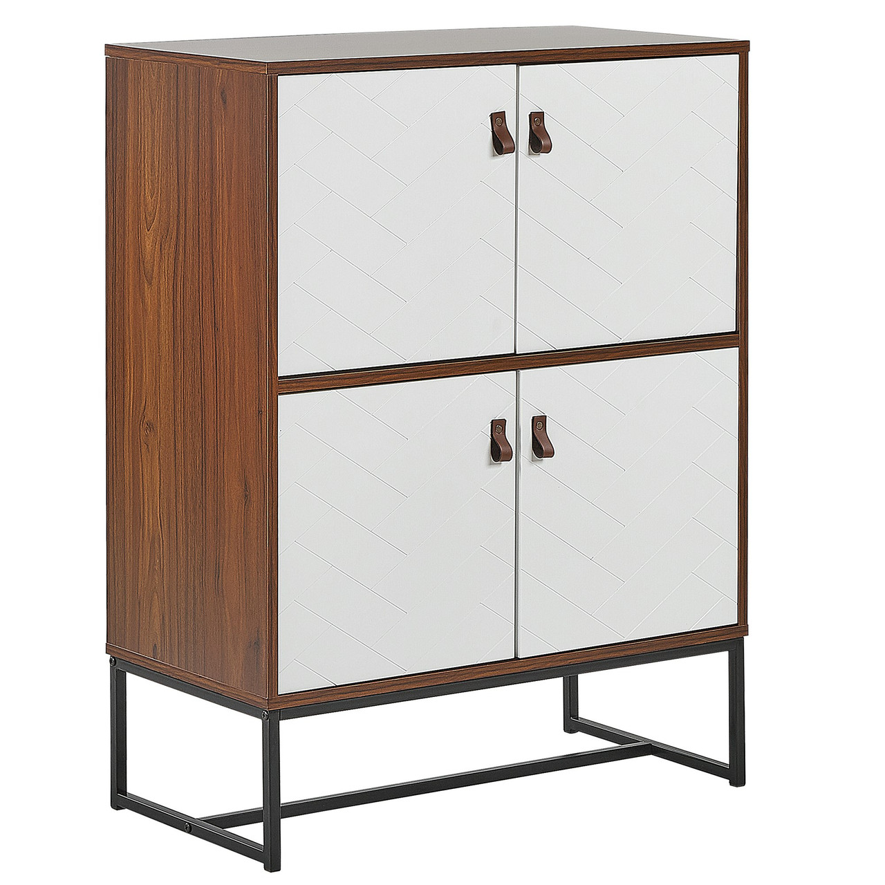 White MDF sideboard with 4 doors and metal base