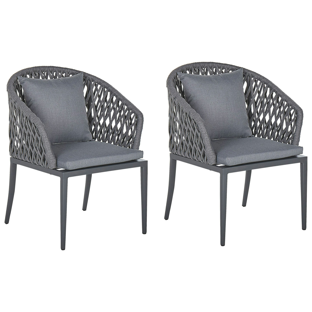 Set of 2 Lipari aluminium garden chairs with cushions