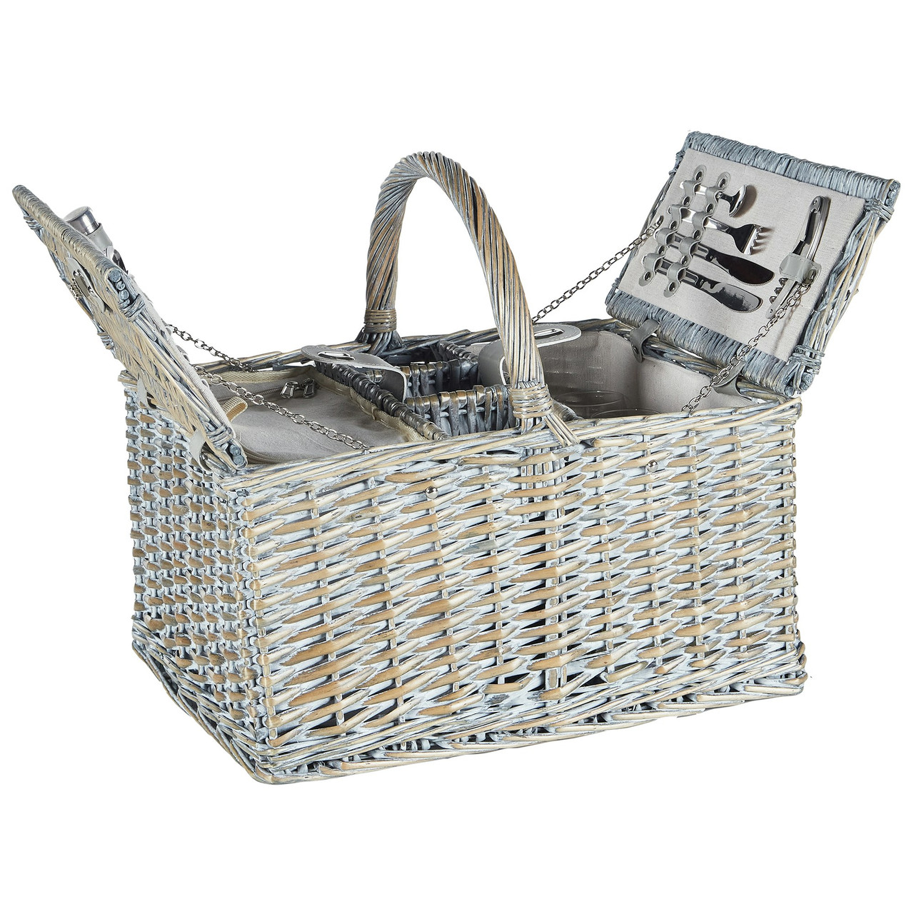 Groseille picnic basket in wicker and willow wood grey