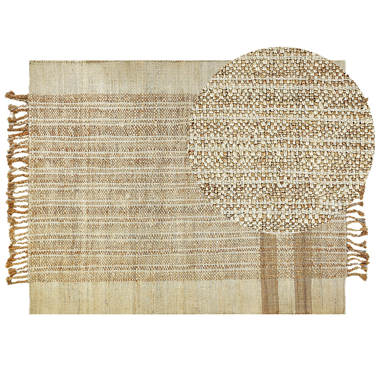 Alfombra Boho Ortaoba de Yute con Flecos 160x230 cm