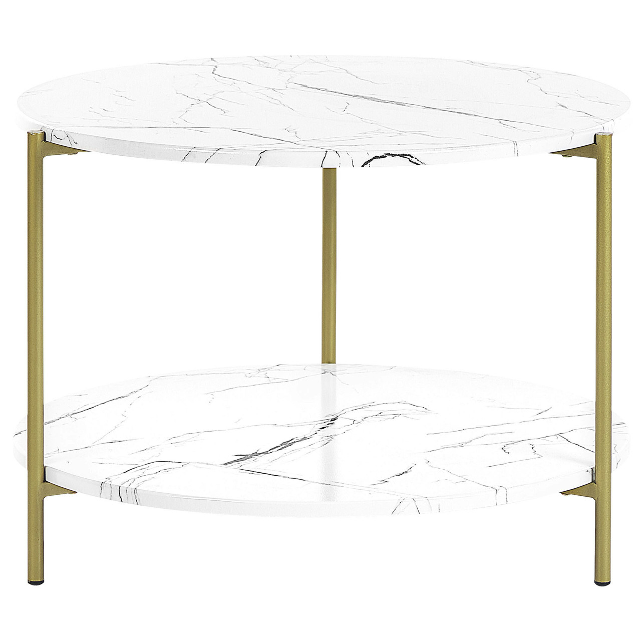 Mesa de centro Reva MDF efecto mármol con estructura metálica y estante