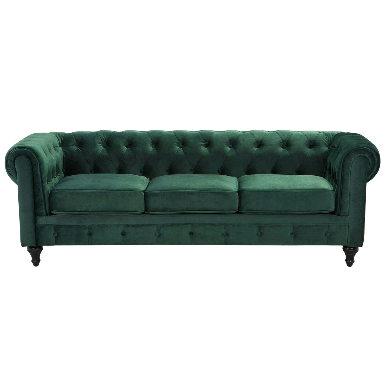 Sofá Chesterfield 3 plazas terciopelo verde
