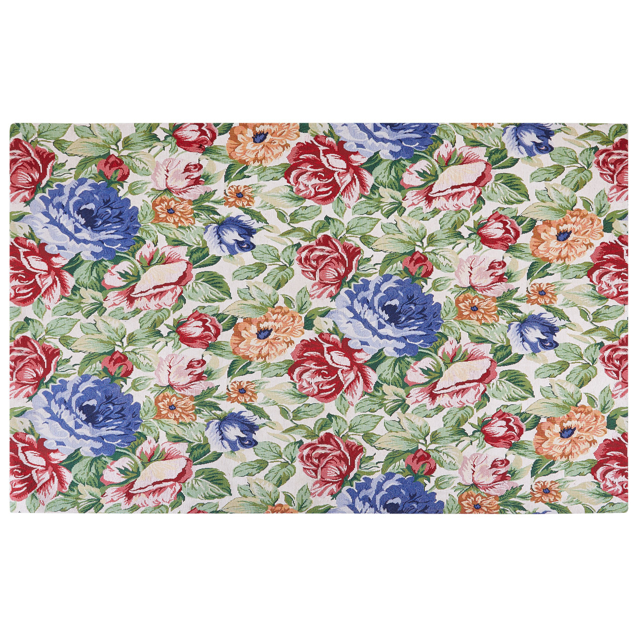 Alfombra Farwan de algodón con patrón floral 140x200