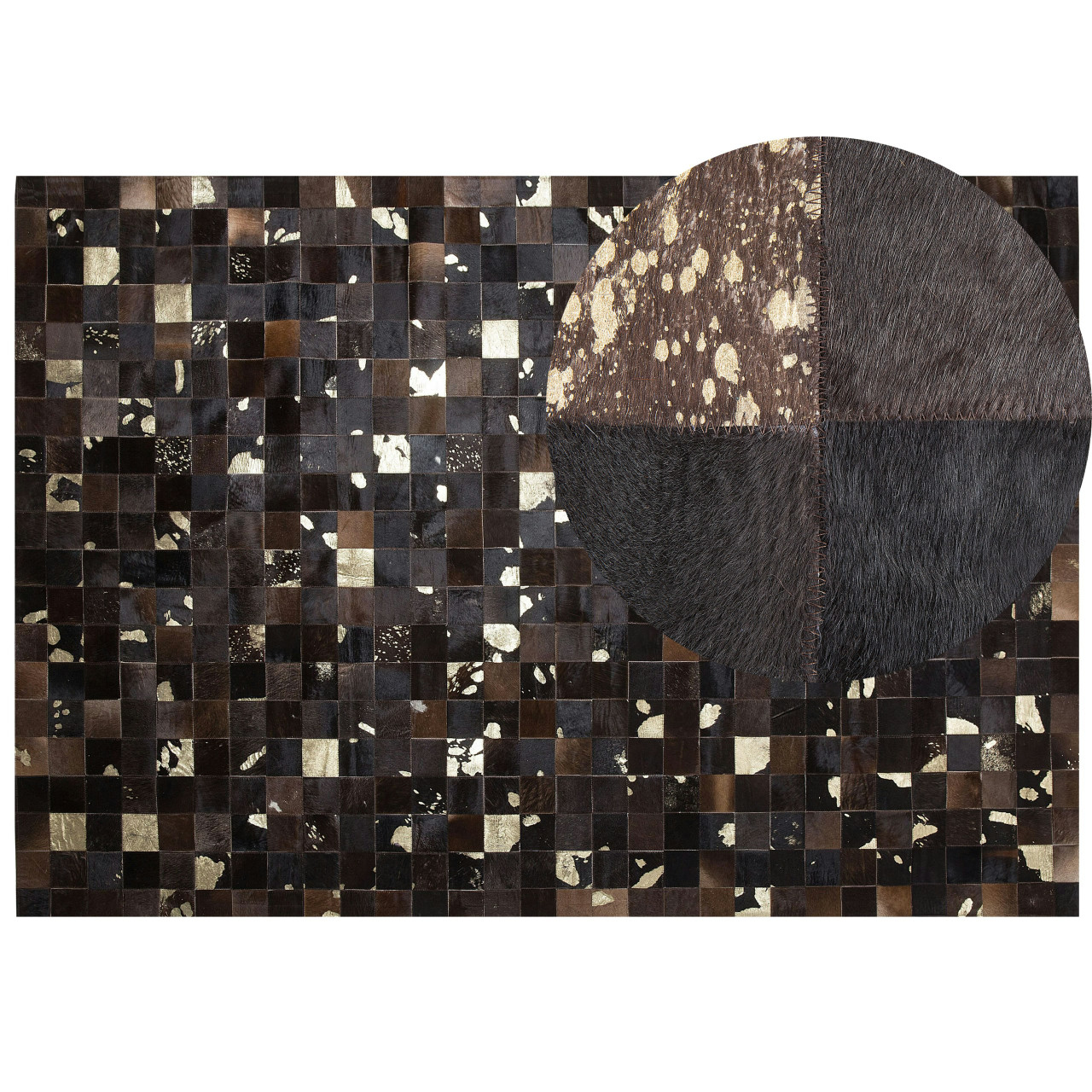 Alfombra patchwork piel de vaca marrón oscuro 160x230