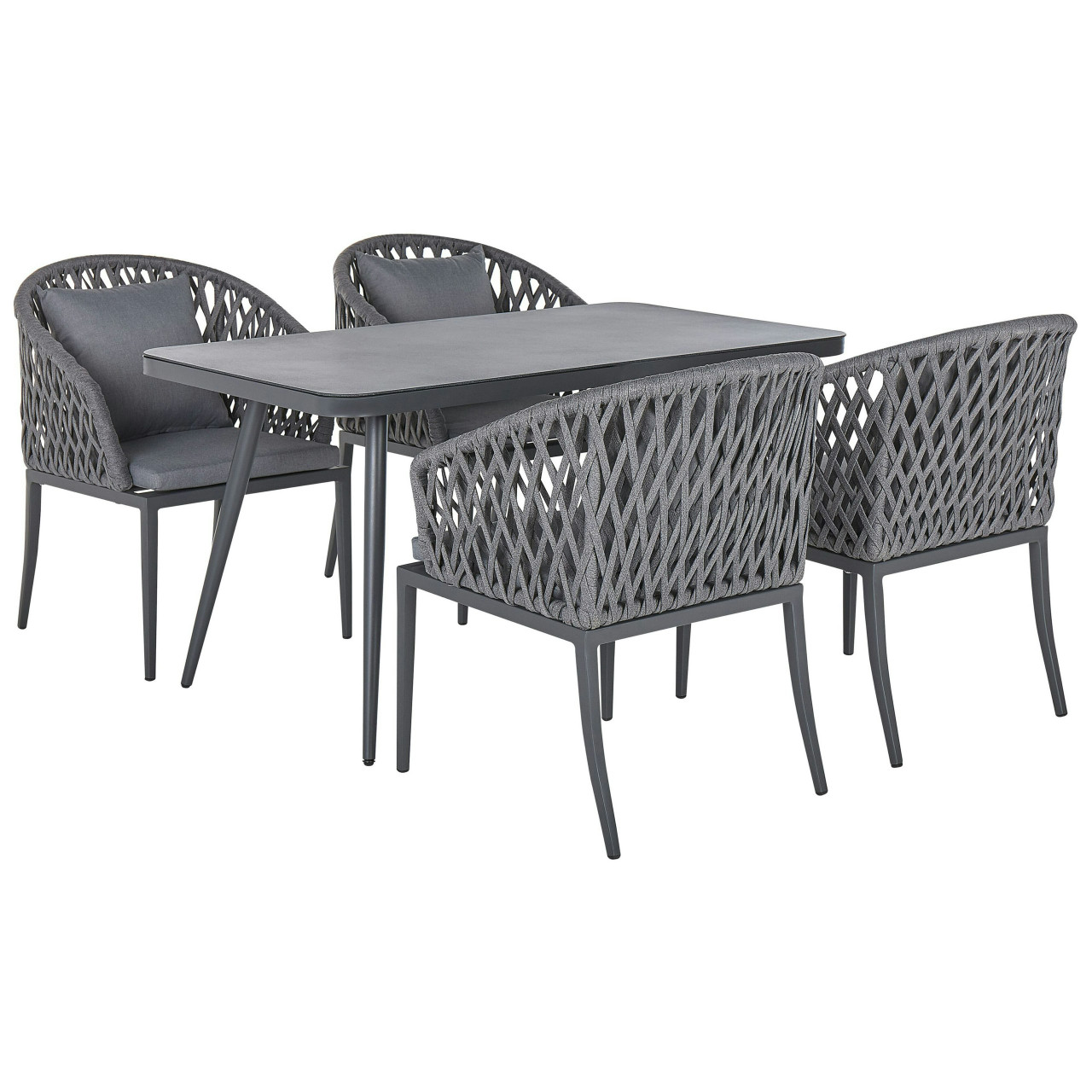 Conjunto de comedor Lipari aluminio con tapa de vidrio