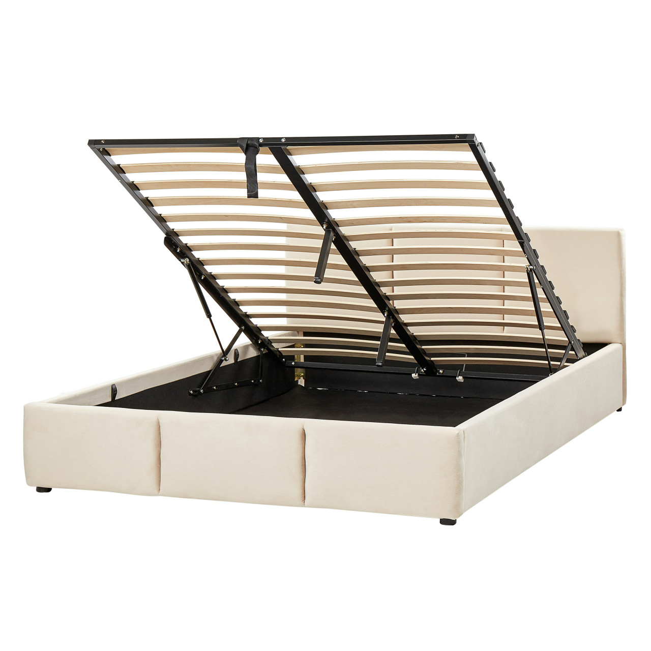 Estructura de cama baúl Bousse terciopelo crema