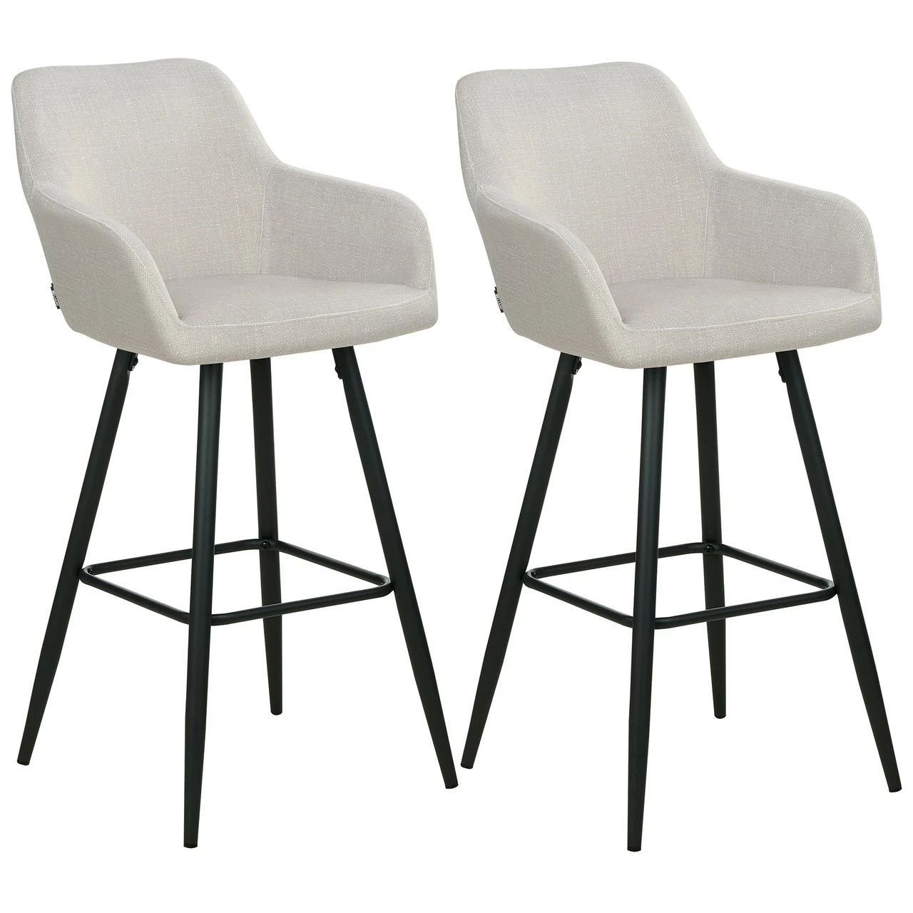 Conjunto de 2 taburetes de bar Casmalia terciopelo crema