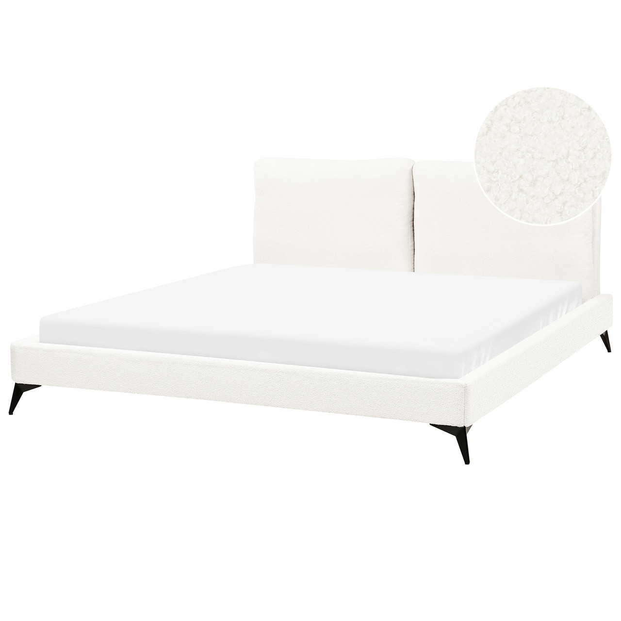 Cama Melle en bouclé blanco