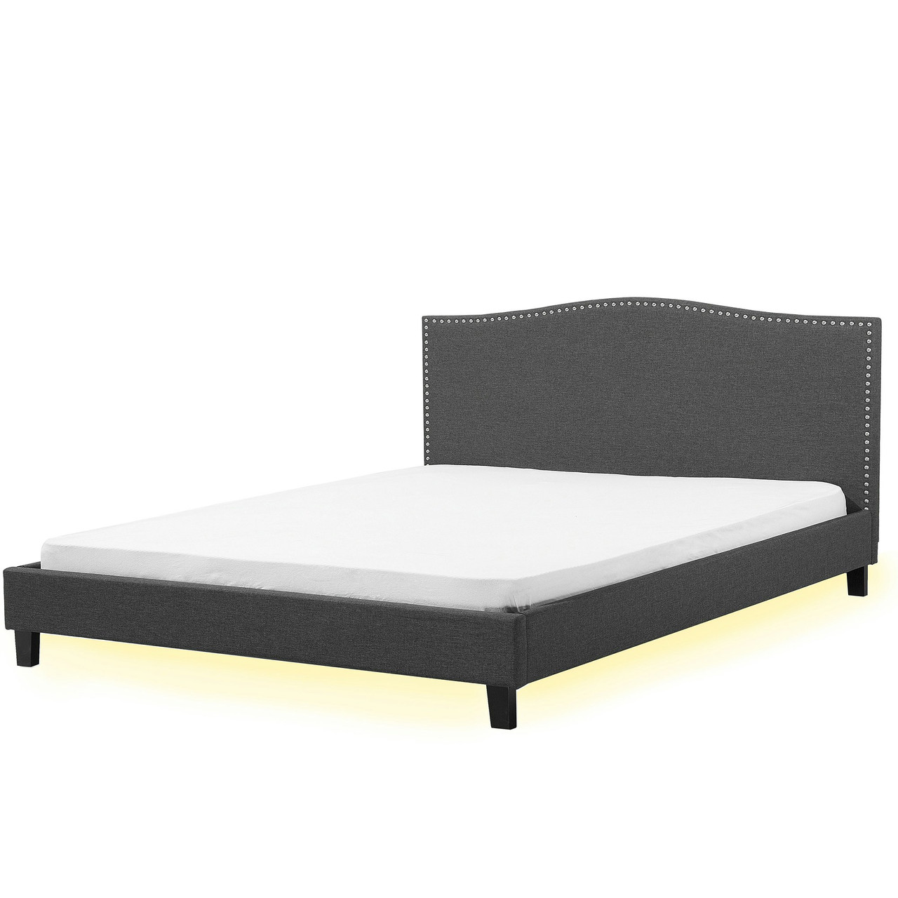 Montpellier upholstered fabric double bed with LED