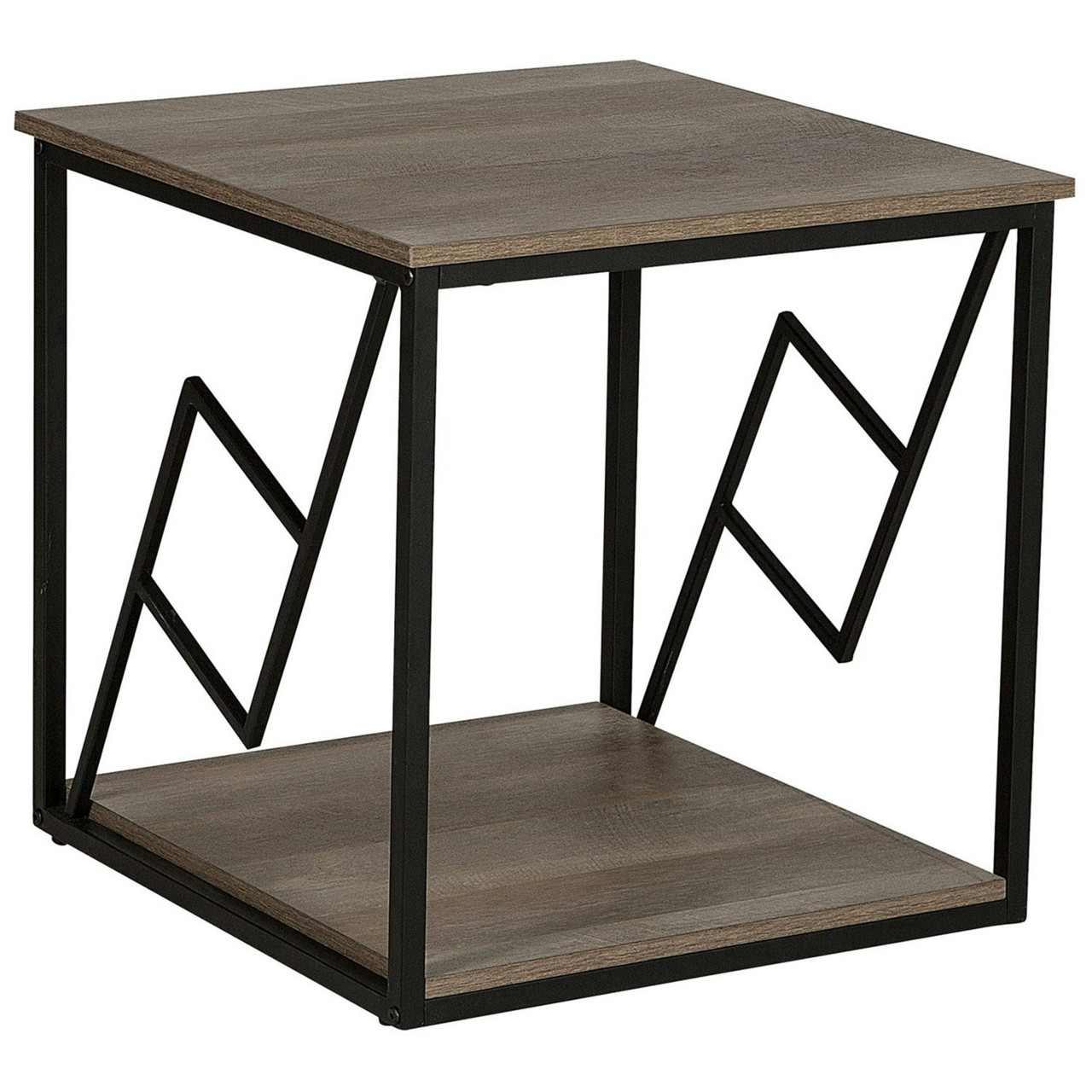 Mesa auxiliar Forres en aglomerado y metal, acabado madera oscura