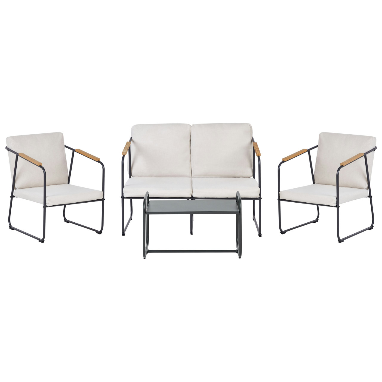 Vezzana industrial lounge set in steel and teak cream