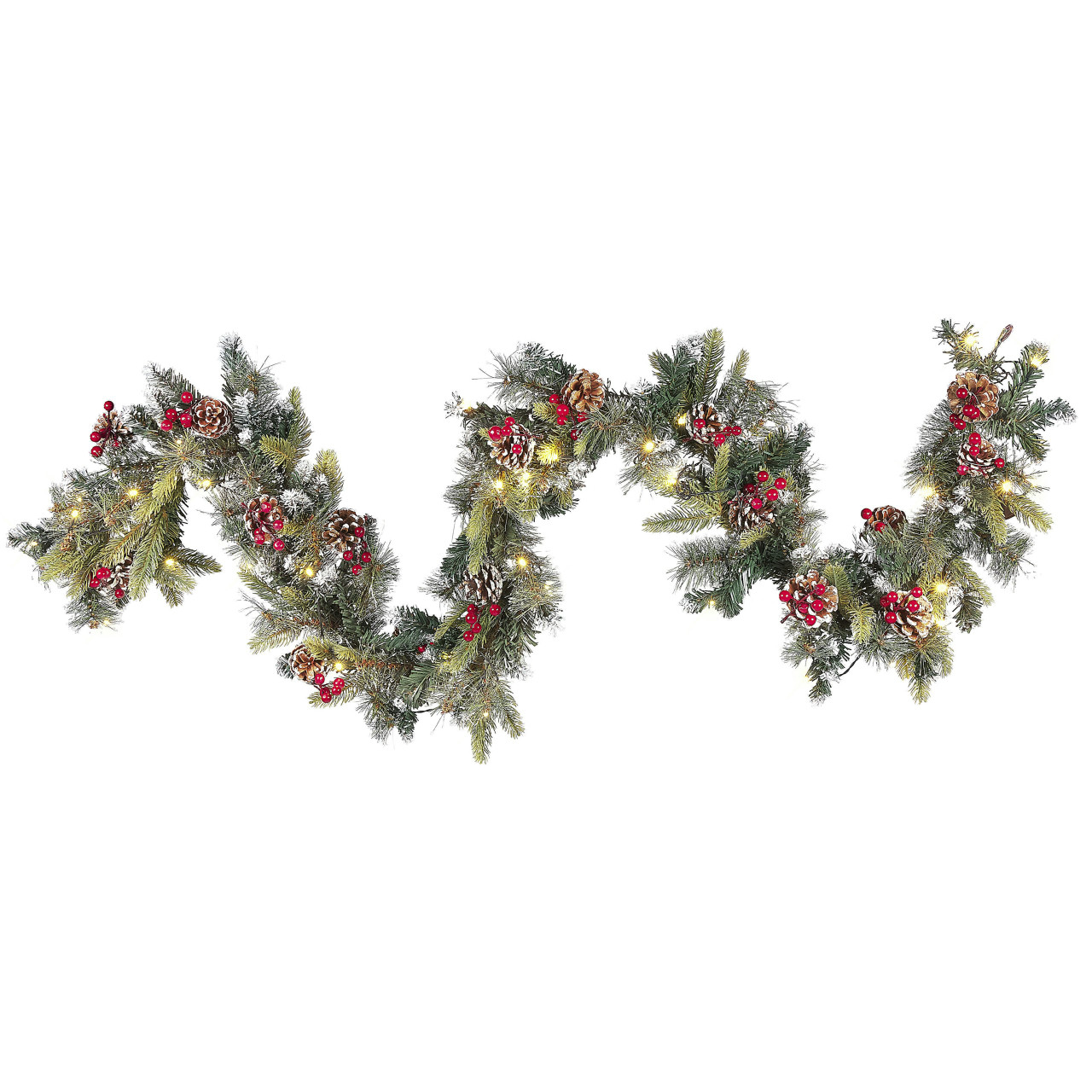 Guirnalda de Navidad con luces LED en material sintético verde