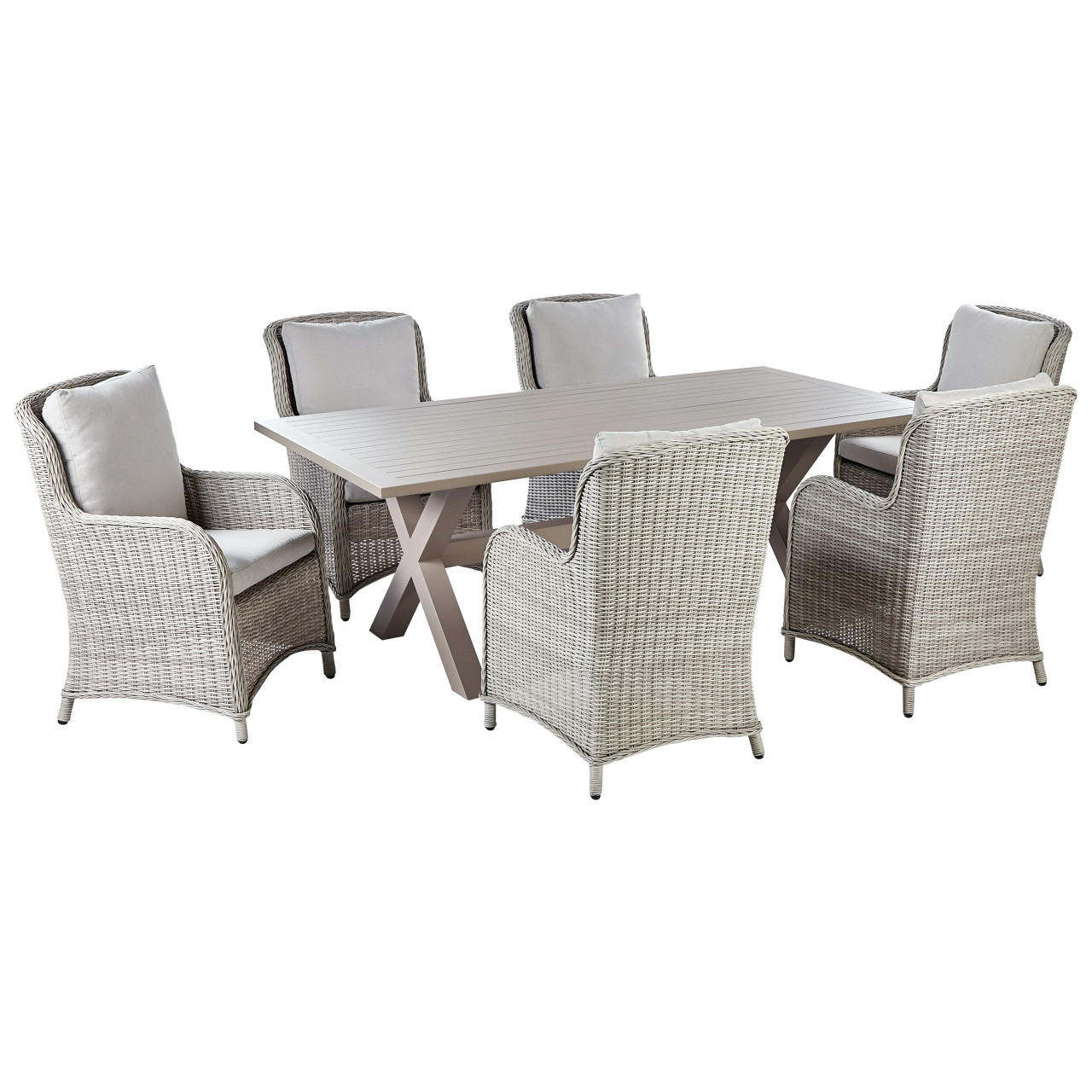 Conjunto de comedor exterior Cascais ratán sintético crema