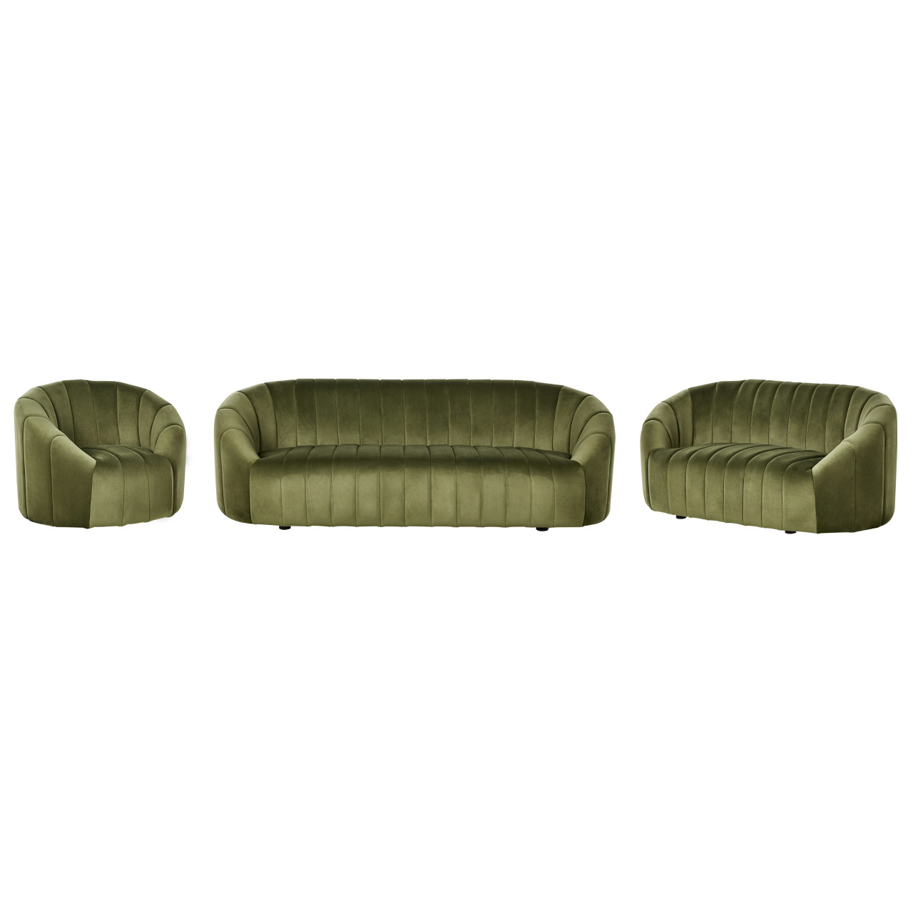 Conjunto de sofás retro Malung en terciopelo verde