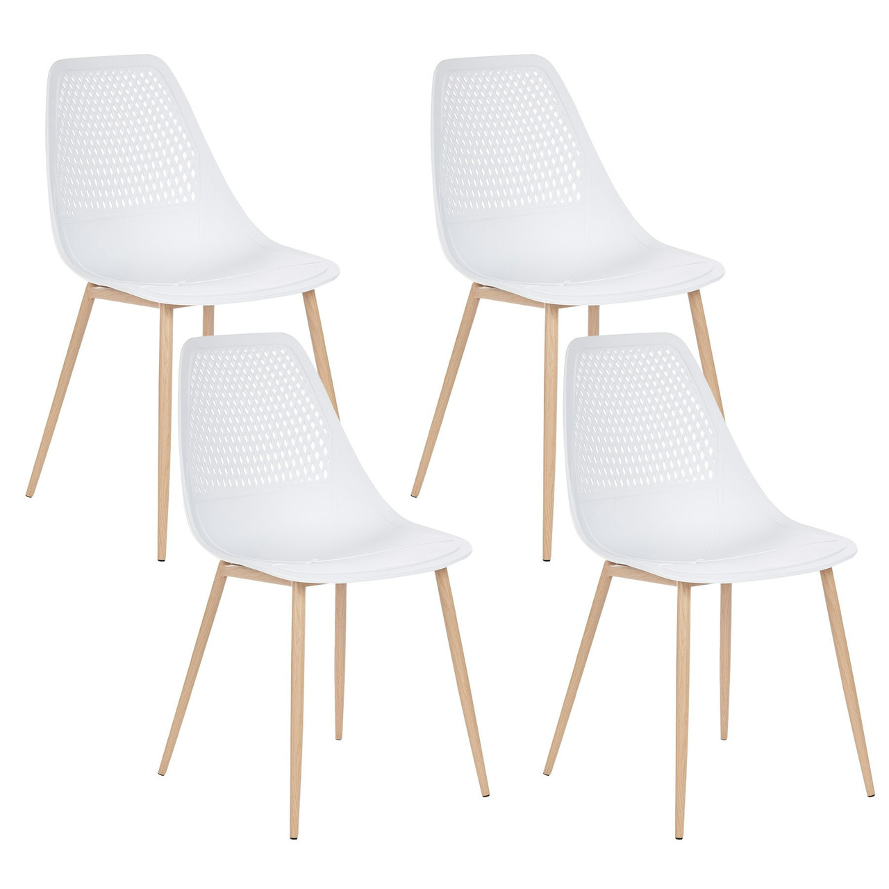 Set of 4 Modern Armless Dining Chairs Hazelton Synthetic Material with Iron Legs