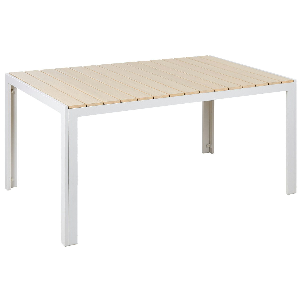 Mesa de jardín rectangular en madera plástica con estructura de aluminio
