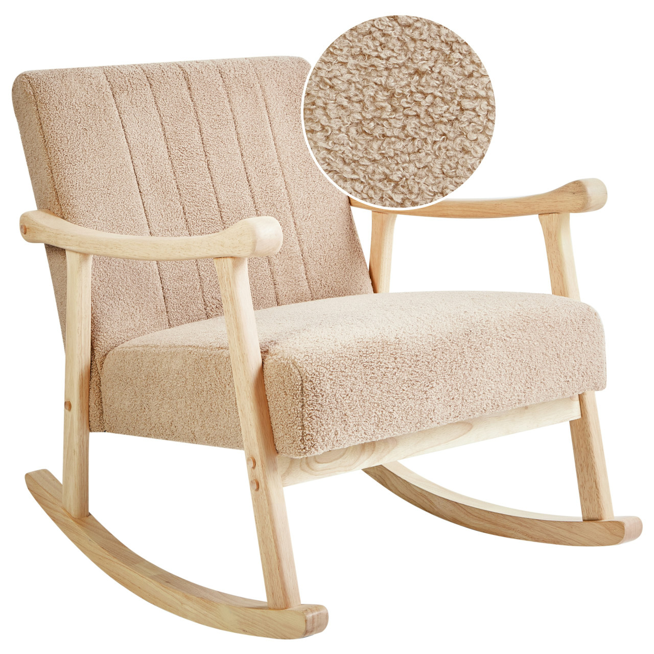 Sillón mecedor Leknes bouclé crema