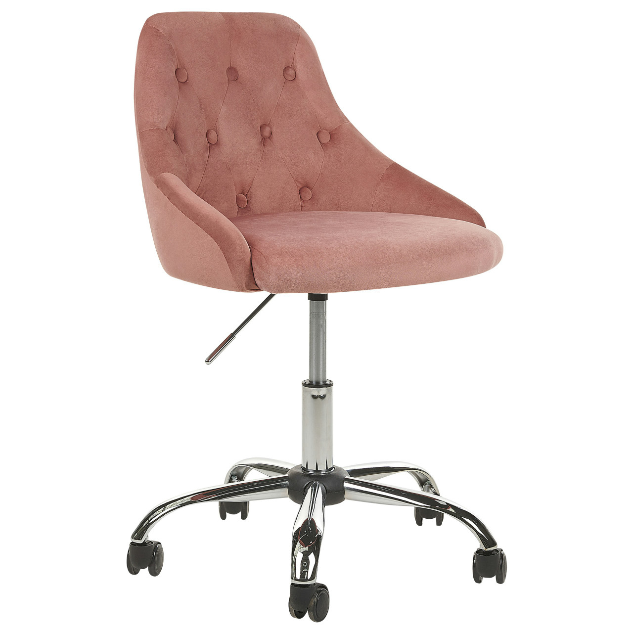 Silla de oficina Parrish de terciopelo rosa giratoria