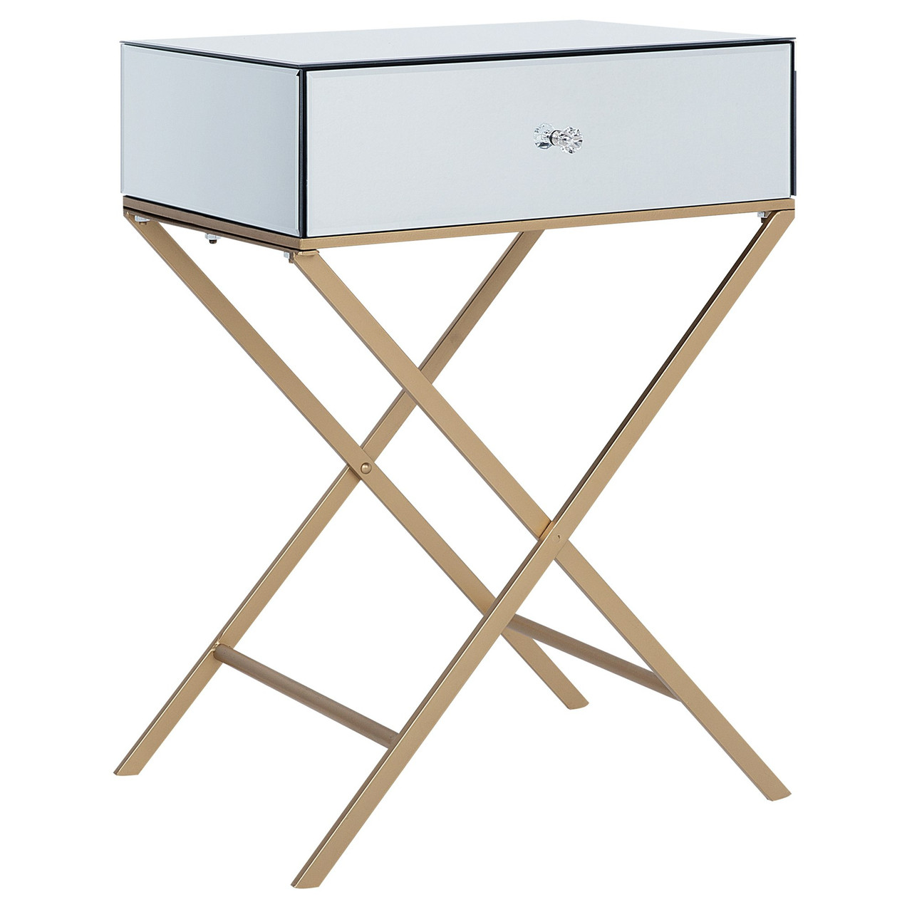 Mesa de apoyo Vivy vidrio y metal plateado
