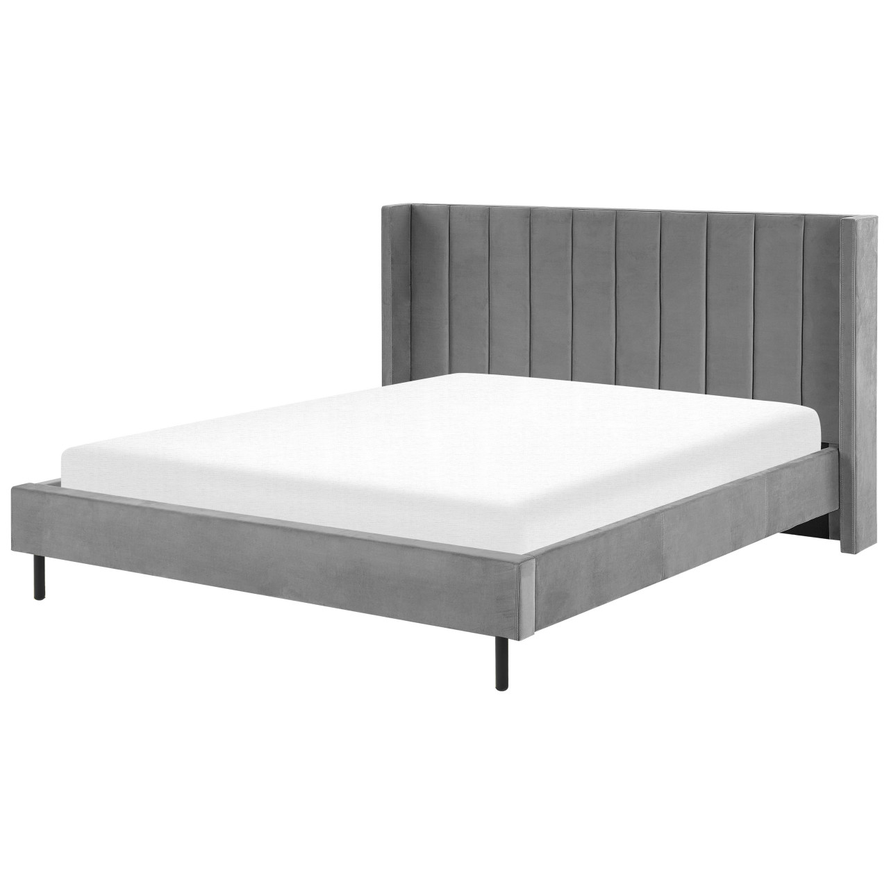 Cama doble Villette terciopelo gris