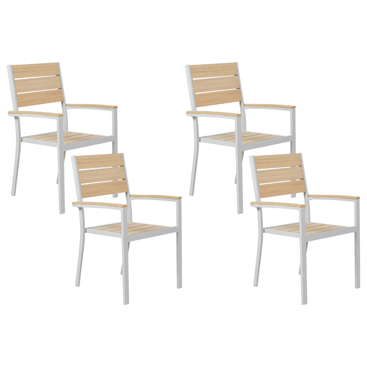 Conjunto de 4 Sillas de Jardín Prato en Madera Sintética Crema