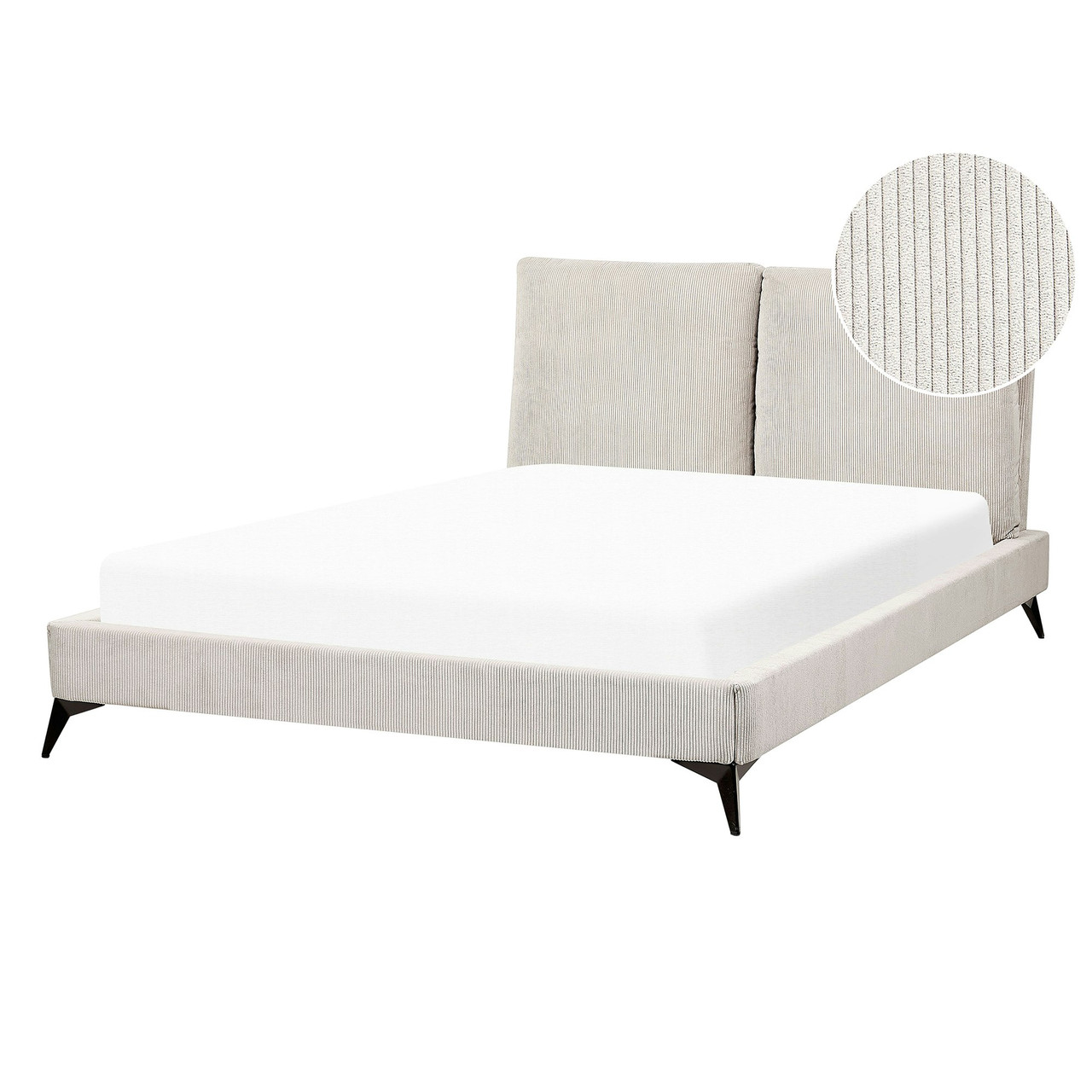 Melle double bed in cream cotton velvet