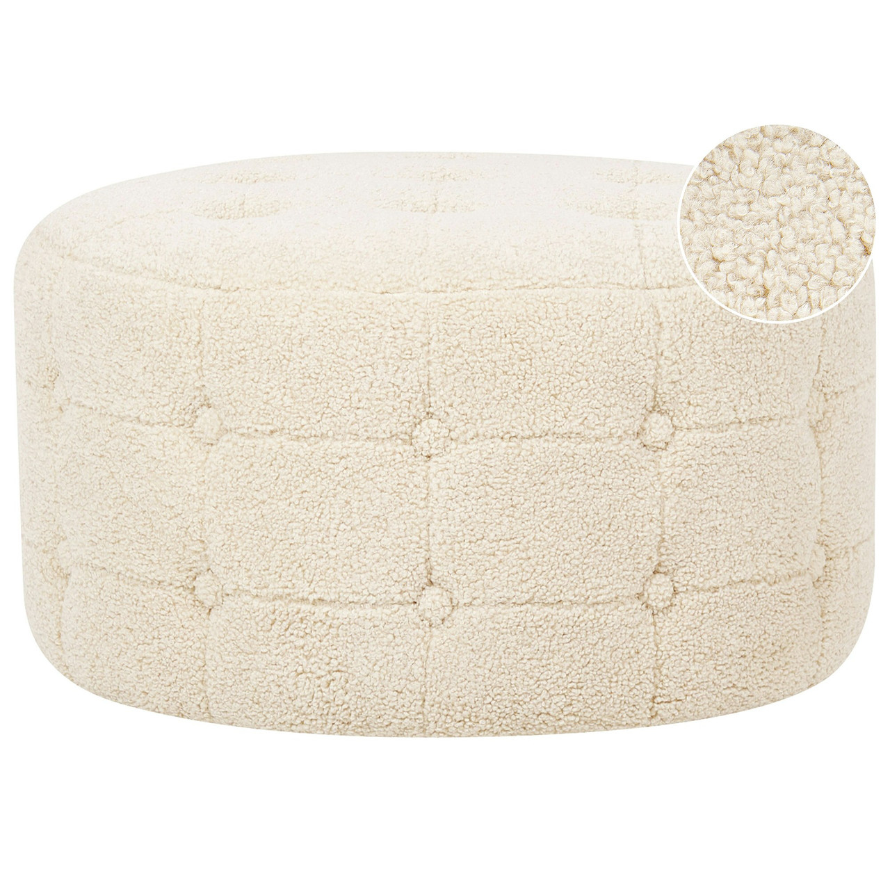 Puff Tampa en bouclé crema 55x55x30