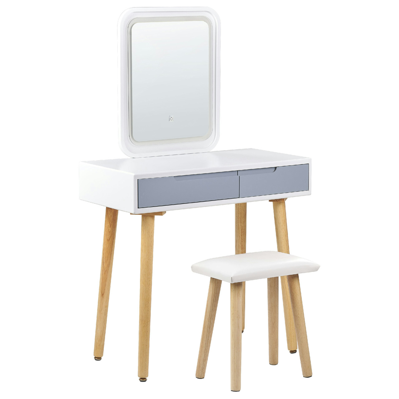 Dieppe dressing table in white particleboard with LED