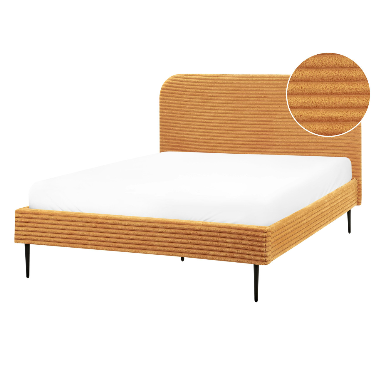 Cama de matrimonio Flayat en bombazina naranja