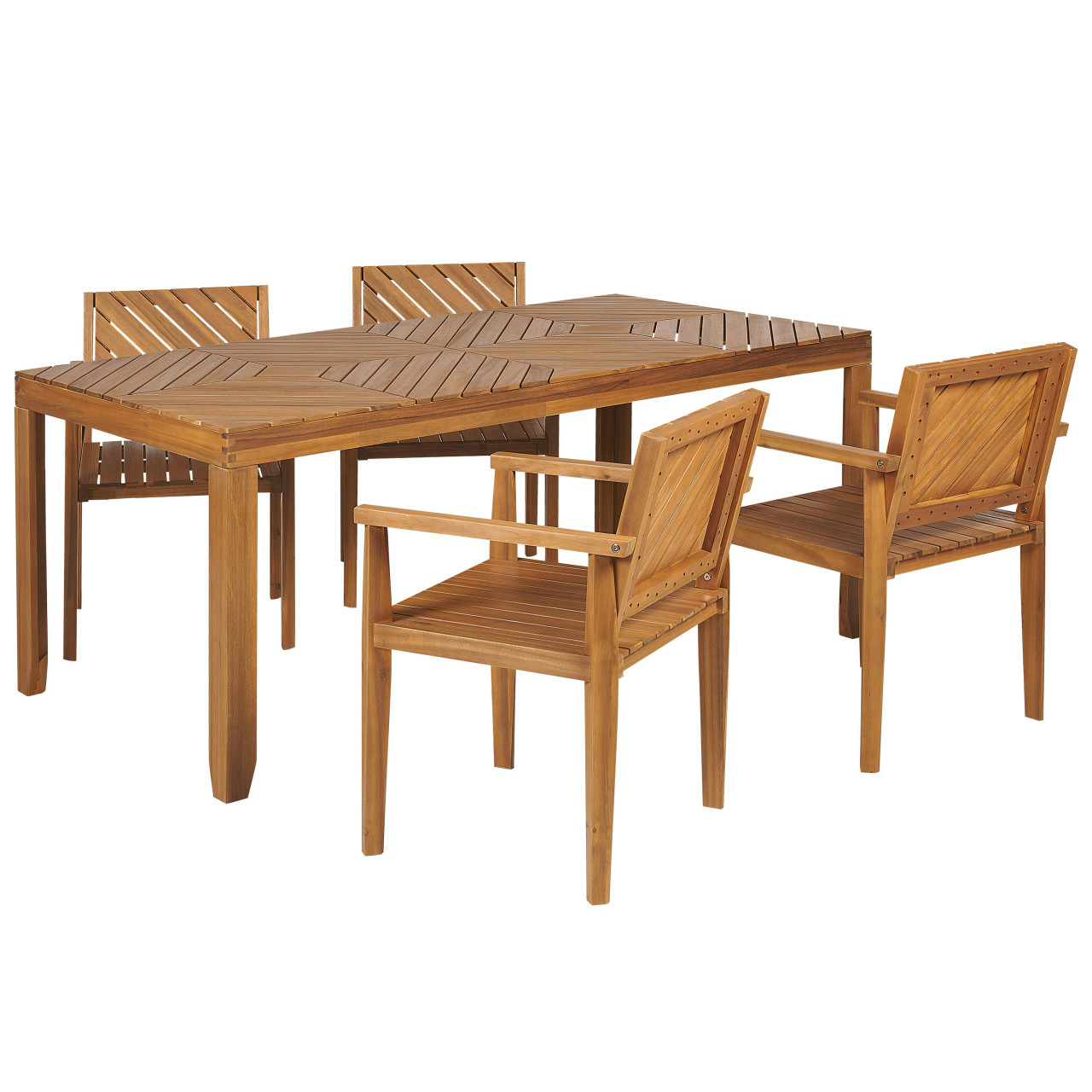 Conjunto de comedor exterior Baratti en madera de acacia