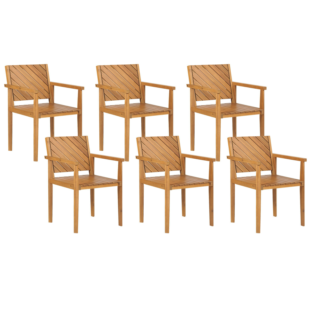 Conjunto de 6 Sillas de Jardín Baratti Madera de Acacia