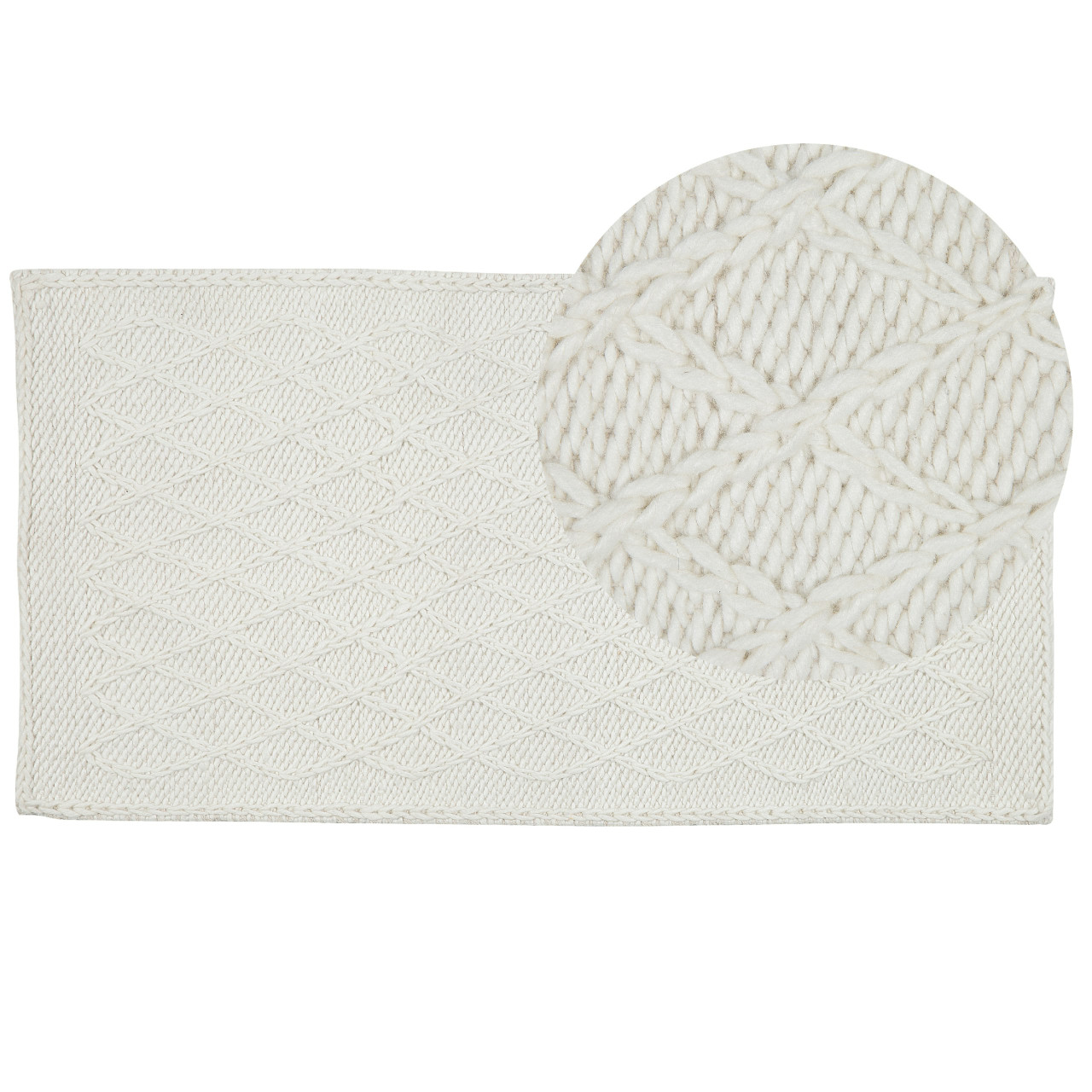 Tapete De Lã Tricotada Beliani Erzin De Lã Branco 80x150