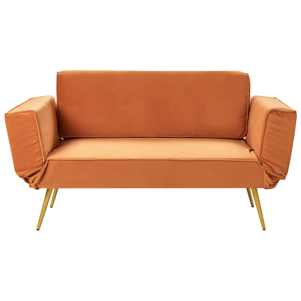 Sofá Cambalhota Com Braços Ajustáveis Beliani Saarela De Veludo Laranja 187x75x82