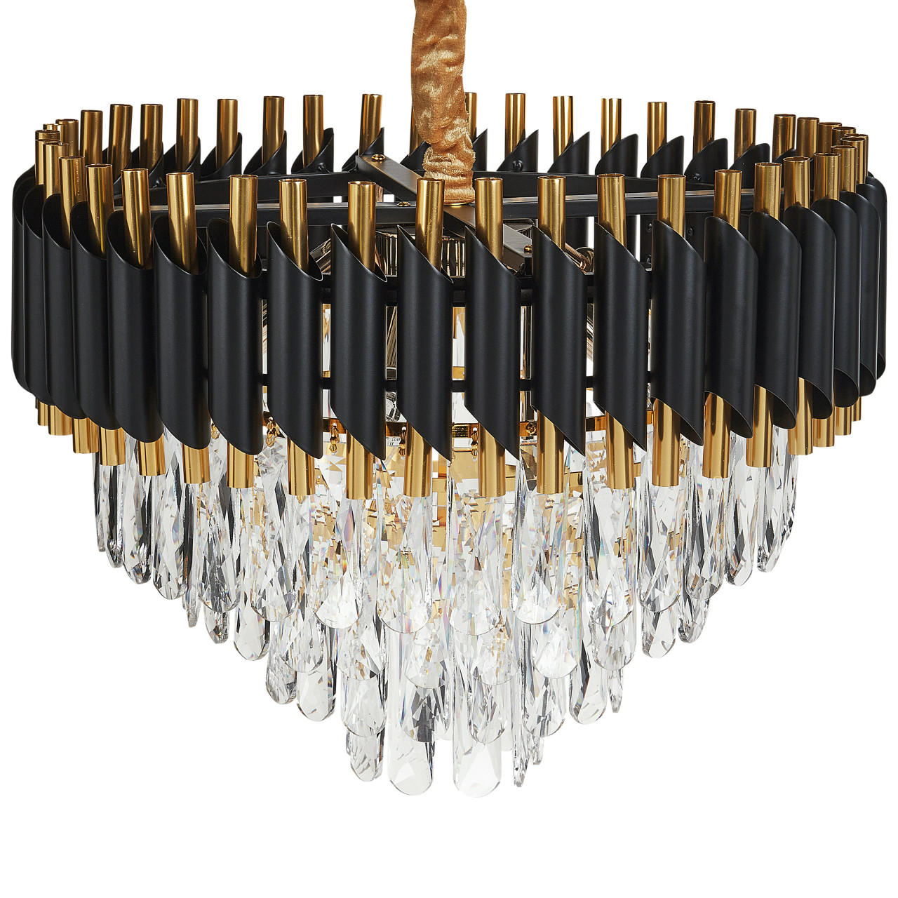 Lámpara colgante Abellas metal dorado con cristales