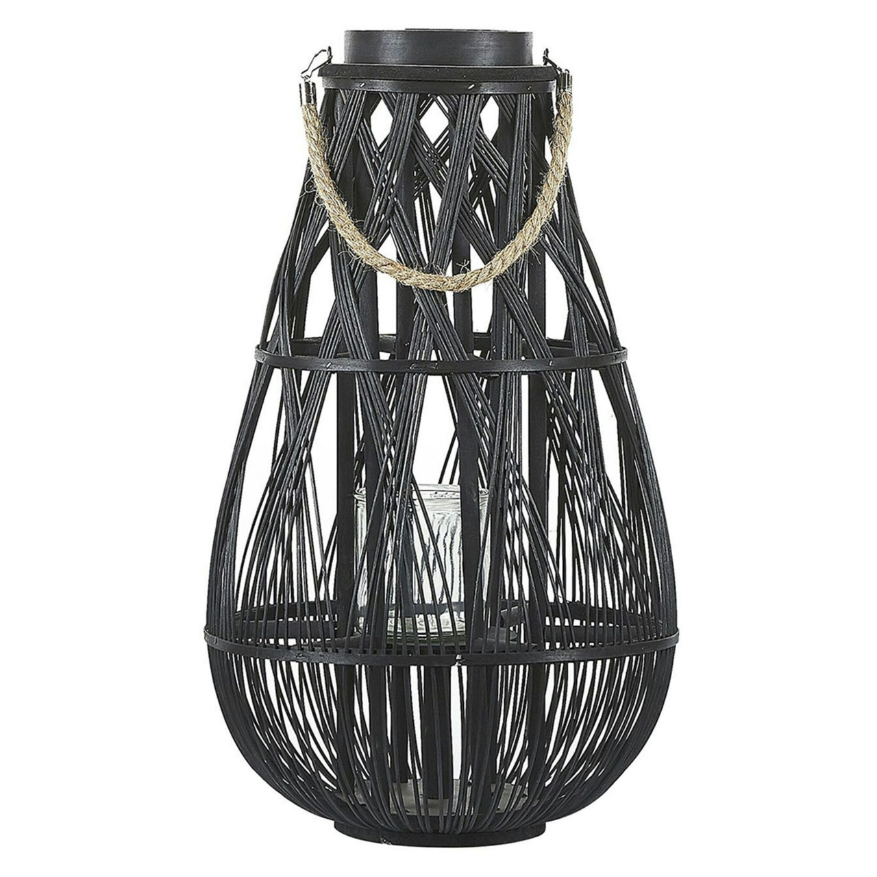 Linterna Tonga de bambú y vidrio negro