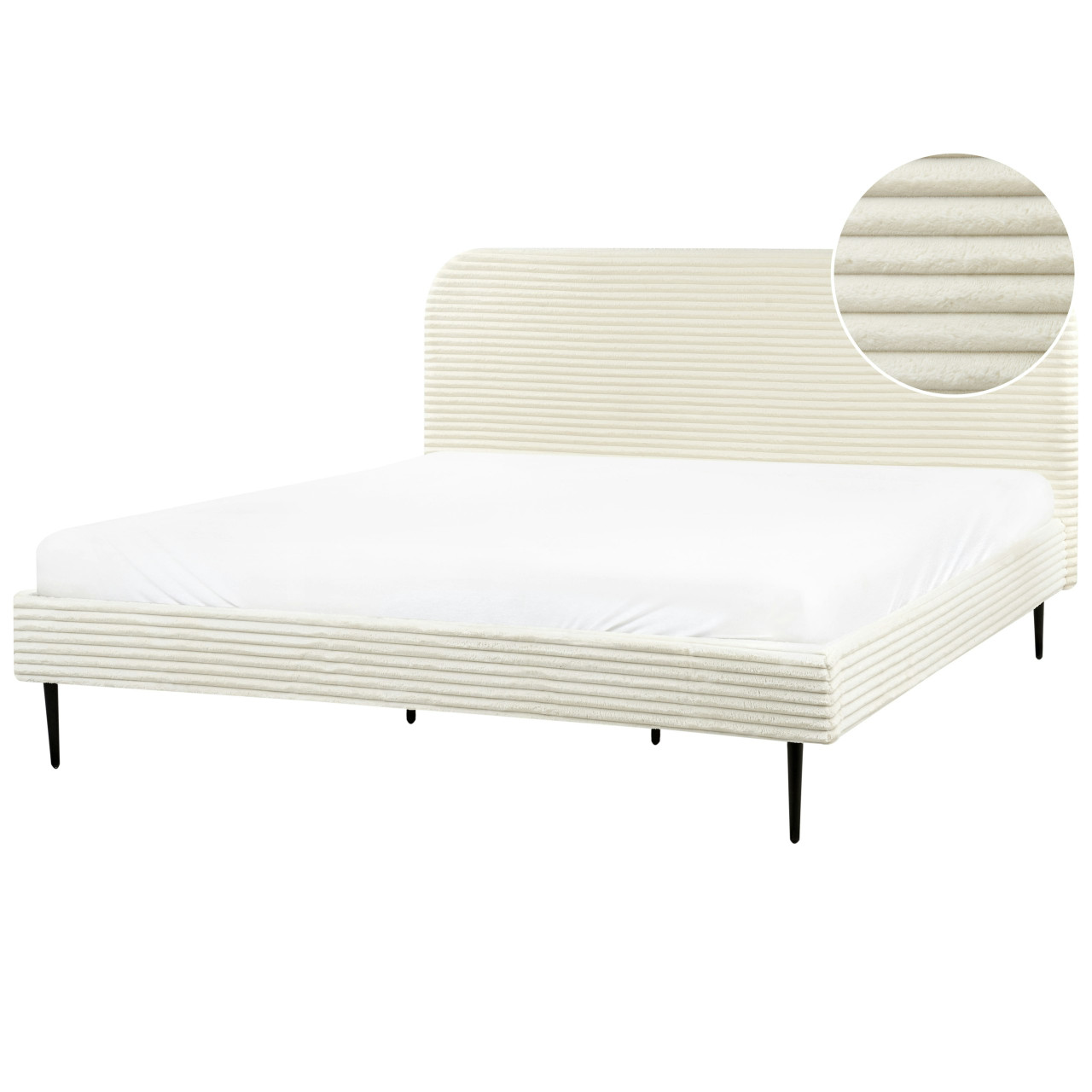 Cama De Casal Beliani Flayat De Bombazine Branco 193x215x109