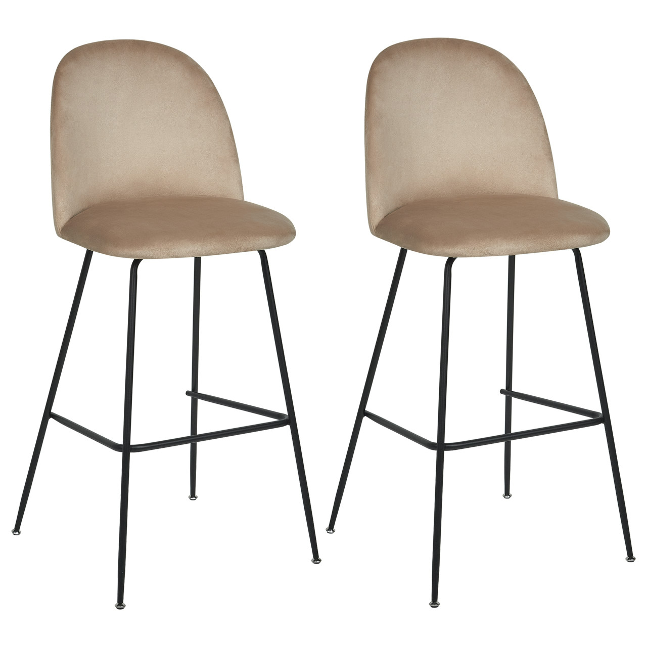 Arcola bar stool set in velvet cream (set of 2)