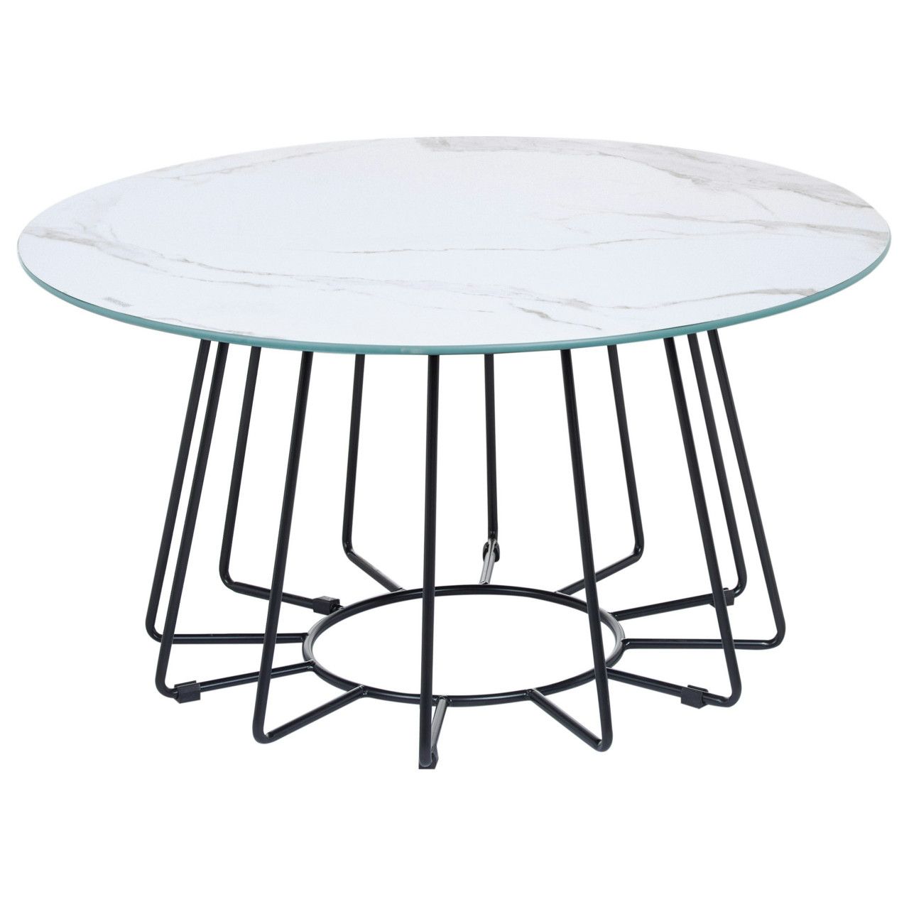 Mesa de centro Bernie con vidrio de seguridad templado y base metálica