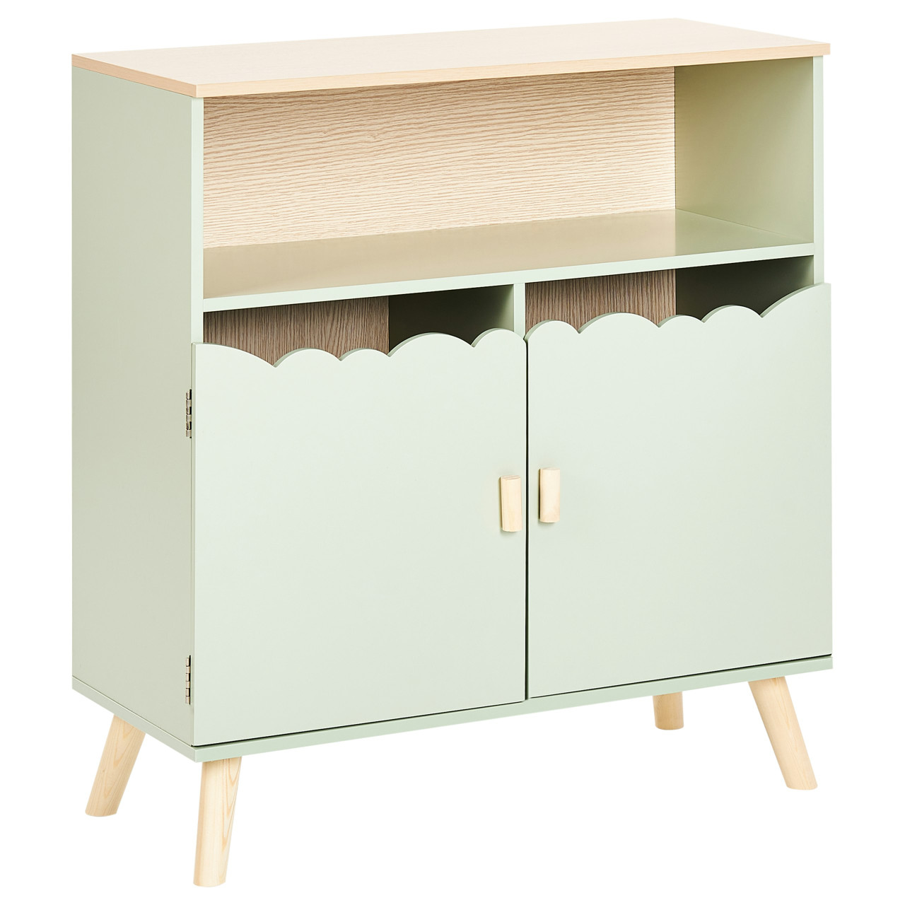 Aparador infantil BELIANI forma de casa en MDF verde con patas de pino