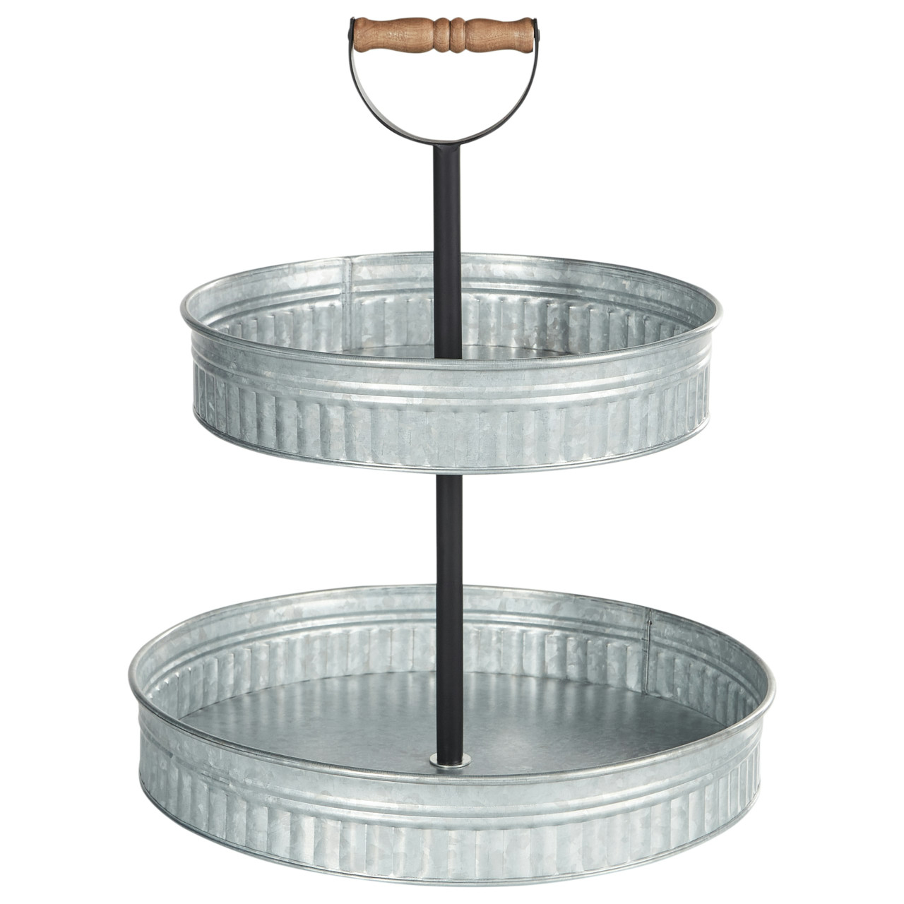 2-tier metal cake stand Kouign with wooden handle