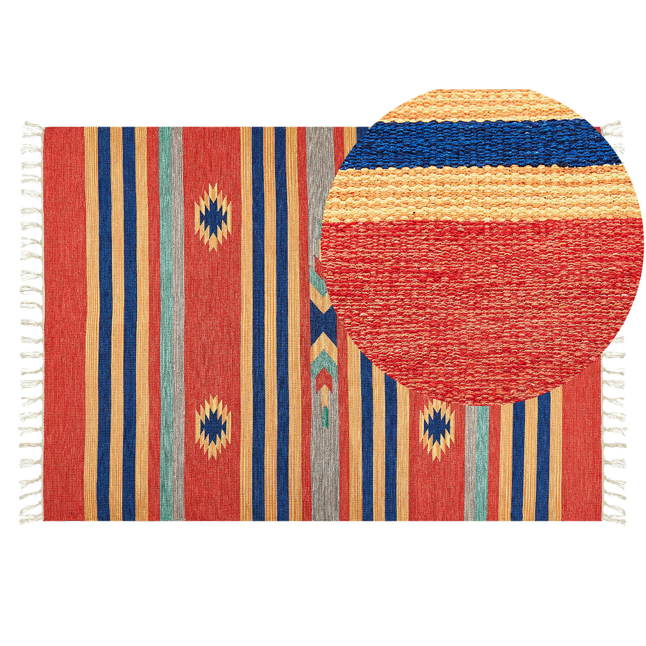 Alfombra Kilim Hatis de algodón multicolor