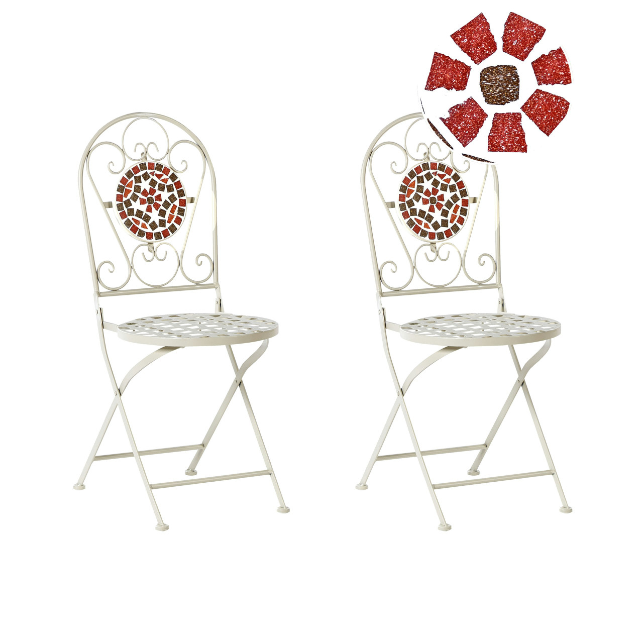 Spello foldable iron garden chair set of 2 white