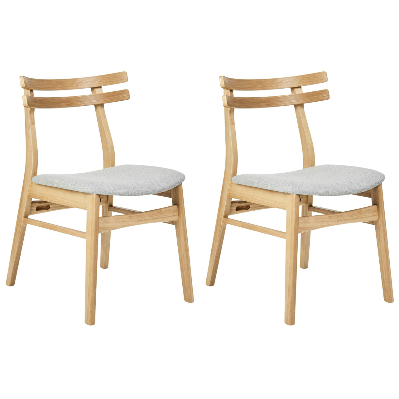 Set of 2 Cynthiana Dining Chairs Rubberwood Upholstered Light Wood