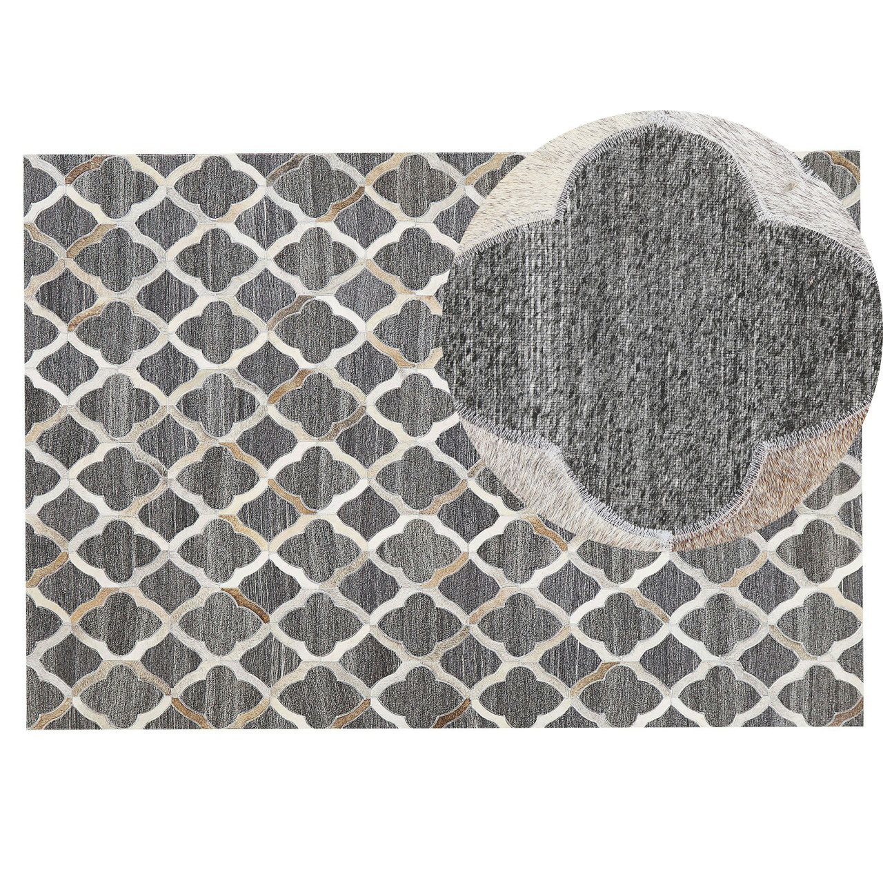 Rolunay Jacquard Cowhide Rug Grey