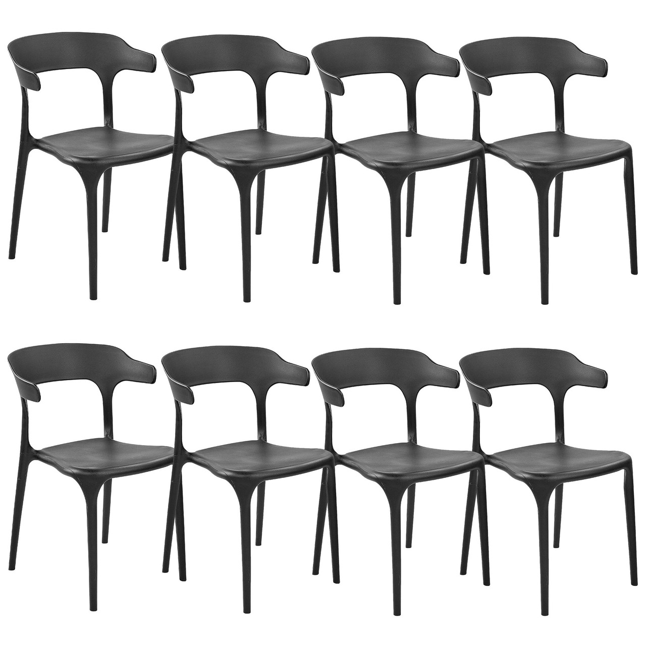Conjunto de 8 sillas de comedor Gubbio polipropileno negro