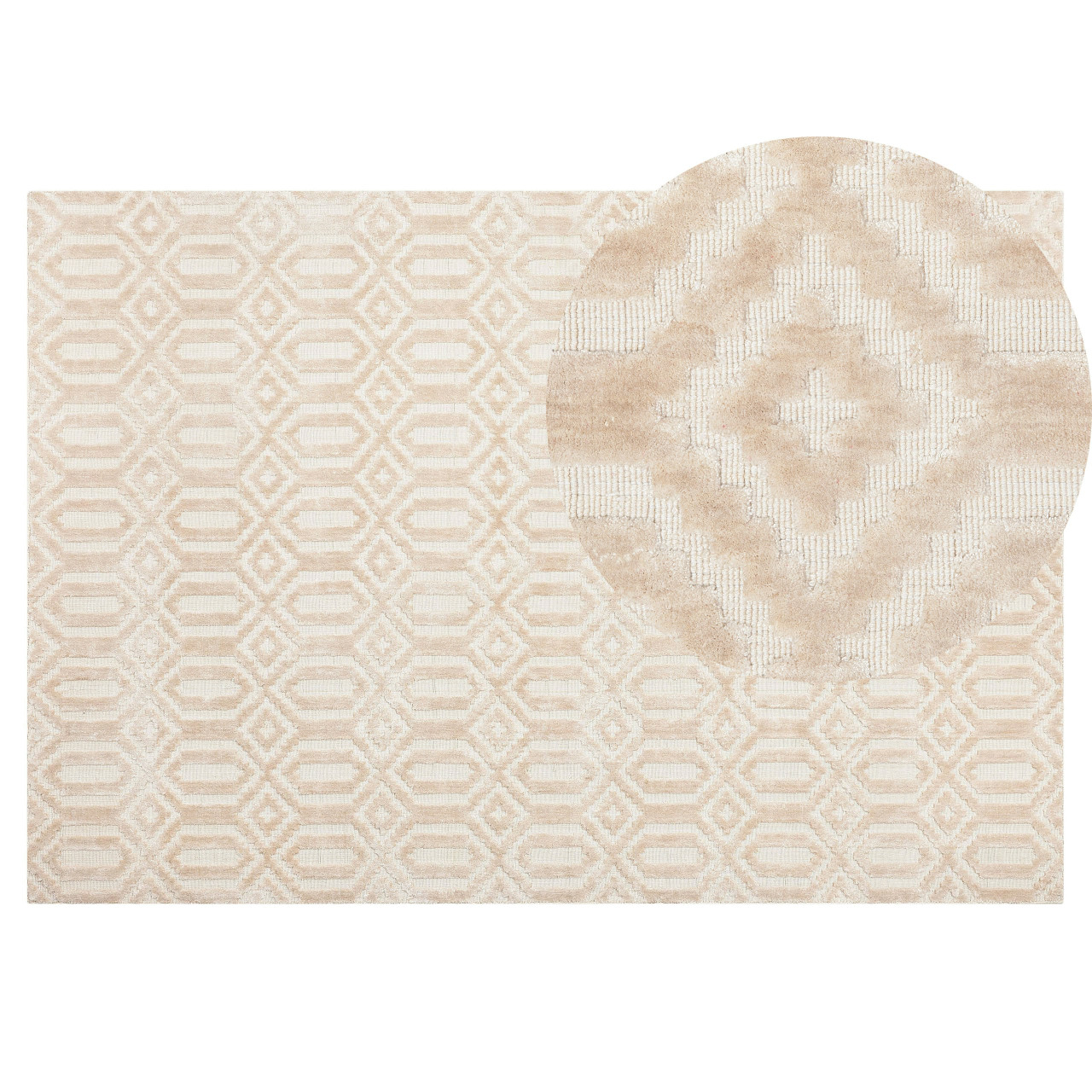 Tapete Moderno E Encantador Beliani Adatepe De Viscose Creme 140x200